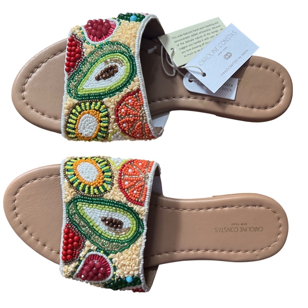 Veggie Fruit Garden Beaded Sandals Shoes Summer Beach Shopping Size 9 NWT